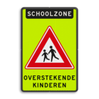 Verkeersbord schoolzone overstekende kinderen - reflecterend