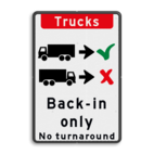 Verkeersbord - Trucks drive in backwards only