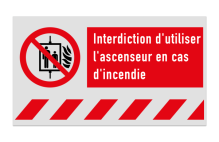 Panneau d'incendie - P020 - Interdiction d'utiliser l'ascenseur en cas d'incendie