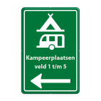 Informatiebord kampeerplaatsen + pictogram/pijl - reflecterend