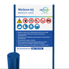 Informatiebord toegang terrein veiligheidsregels met staanders TSØ700 + eigen ontwerp reflecterend