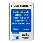 Parkeerbord bedrijfsnaam - bezoekers/medewerkers - eigen terrein