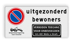 Parkeerverbod RVV E01 + Tekst + 2x picto