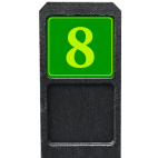 Huisnummerpaal met bord groen/geel fluorescerend - klassiek lettertype