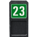 Huisnummerpaal met bord groen/wit reflecterend - modern lettertype
