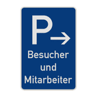 Parkschilder - Parkplatz mit Pfeil und Text nach Wunsch