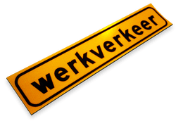 Werkverkeer magneetbord 500x100mm fluorescerend geel/zwart