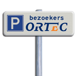Parkeerbord ALU-DOR RVV E04 +  bezoekers + huisstijlogo