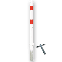 Antiparkeerpaal IB01 70x70mm rood/wit, NEERKLAPBAAR - in bestrating