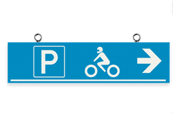 Verwijsbord kokerprofiel 400x100mm voor route motor - met ophangogen