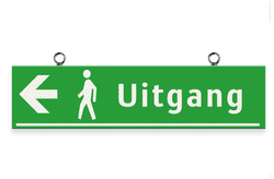 Verwijsbord kokerprofiel 400x100mm voor route voetgangers reflecterend - met ophangogen