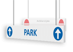 Verwijsbord kokerprofiel 1300x200mm voor route parkeren - met ophangogen