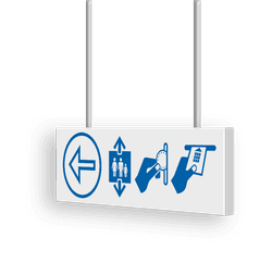 Verwijsbord kokerprofiel 600x200mm voor route voetgangers - met ophangogen