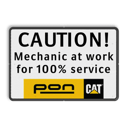 Logobord PON-Equipment onderbord - CAUTION Mechanic at work