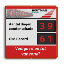 Ongevallenbord met full-colour opdruk en set magneetcijfers