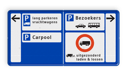 Bewegwijzering 1500x600x28mm blauw/wit ANWB stijl - Eindhoven Airport