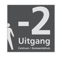 Vlak bord 1000x1000mm met informatie verdieping