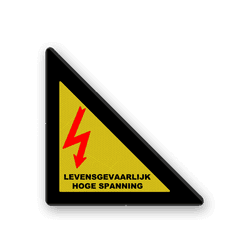 Waarschuwingsbord driehoek ALU-HAAKS -  HOOGSPANNING - LEVENSGEVAARLIJK