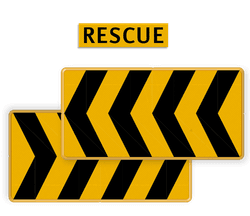 Bordenset RESCUE 2x Pijlkaderbord 1x ARV Tekstbord RESCUE