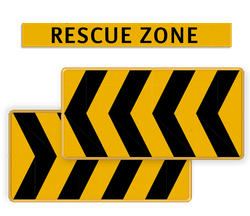 Bordenset RESCUEZONE 2x Pijlkaderbord 1x ARV Tekstbord RESCUEZONE