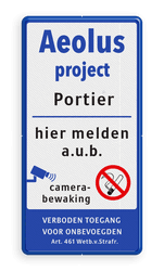 Toegangsbord 500x1000mm met logo en tekst