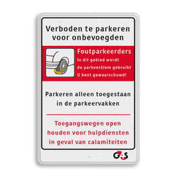 Verkeersbord Wielklem - foutparkeerders - G4S