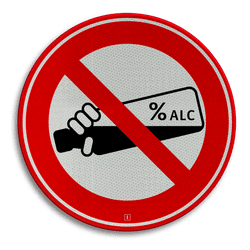 Informatiebord rond rood/wit - alcoholverbod