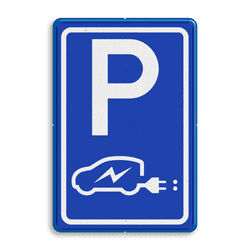 Verkeersbord E08 elektrische auto met afwijkend ontwerp