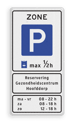 Verkeersbord RVV E10zb parkeerzone met aanvullende tekst
