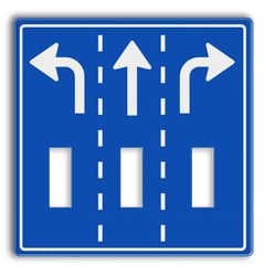 Informatiebord voorsorteren 1180x1180mm met uitsparingen voor 3 verkeerslichten