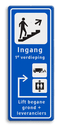 Informatiebord looproute ingang expeditie of lift naar wens