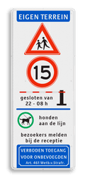 Verkeersbord  400x1000mm - 4 kleuren opdruk - Entree camping - slagboom
