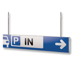 Verwijsbord voor plafond 80x15cm AUTO parkeren blauw met wit