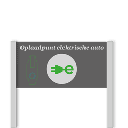 Verwijsunit PWC RAL9006 / 7005  2000x1000 + reflex | Enkelzijdig | Staanders 2500x80x80mm + ankerset