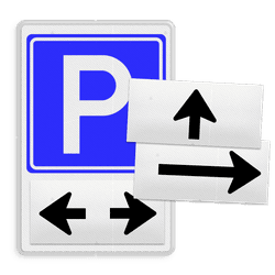 Parkeerbord met verwisselbare magneetpijlen