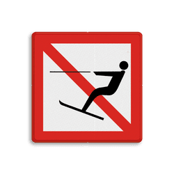 Scheepvaartbord BPR A.14 - Verboden te waterskiën