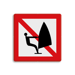 Scheepvaartbord BPR A.17 - Verboden voor zeilplanken