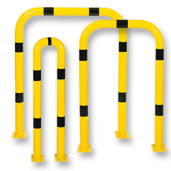Arceau droit en acier &Oslash; 76 mm jaune/noir &ndash; Plusieurs dimensions