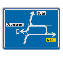 Bewegwijzeringsbord 1600x1180mm blauw/wit met routepijlen voor rijrichting