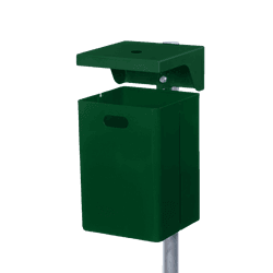 Afvalbak staal 40 liter groen RAL 6005 met asbak - wand of paalmontage