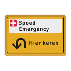 Omleidingsbord geel/zwart Spoedeisende Hulp met pijl en tekst
