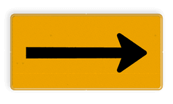 Verkeersbord geel met pijl links/rechts - RVV OB501t - reflecterend