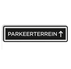 Verwijsbord zwart/wit 2000x500x28mm - eigen ontwerp - Parkeerterrein