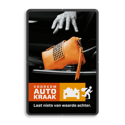 Campagnebord reflecterend - VOORKOM AUTOKRAAK - 001 Handtas