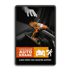 Campagnebord reflecterend - VOORKOM AUTOKRAAK - 006 Boormachine