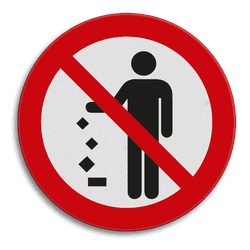 Veiligheidspictogram - Geen afval op de grond gooien - reflecterend