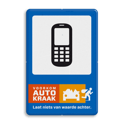 Campagnebord reflecterend - VOORKOM AUTOKRAAK - 008 Telefoon - icon