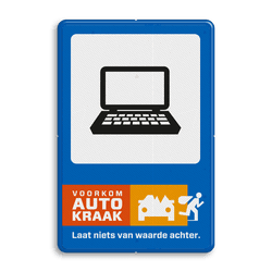 Campagnebord reflecterend - VOORKOM AUTOKRAAK - 010 Lap-top - icon