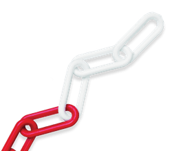 Afzetketting kunststof 6mm rood/wit - 30 meter