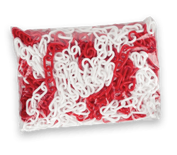 Afzetketting kunststof 6mm rood/wit - 25 meter